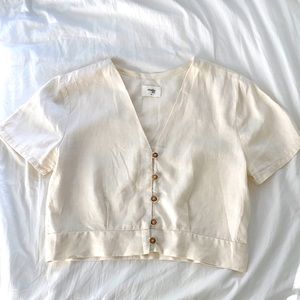 Linen short sleeve crop top